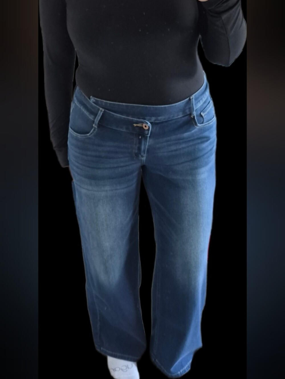 Halara Flex™ Asymmetric Wide Leg Jeans Size L PETITE